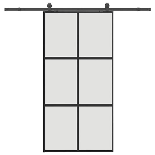 Sliding Door with Hardware Set Black 102.5x205 cm Tempered Glass Sliding Door with Hardware Set Black 102.5x205 cm Tempered Glass