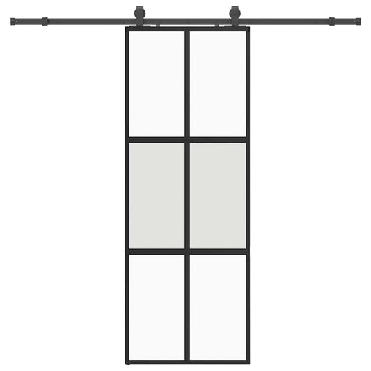 Sliding Door with Hardware Set Black 76x205 cm Tempered Glass Sliding Door with Hardware Set Black 76x205 cm Tempered Glass
