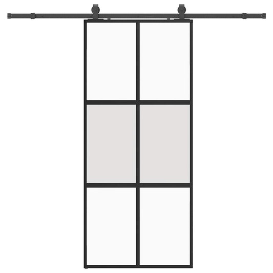 Sliding Door with Hardware Set Black 90x205 cm Tempered Glass Sliding Door with Hardware Set Black 90x205 cm Tempered Glass