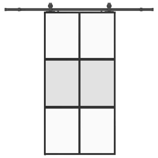 Sliding Door with Hardware Set Black 102.5x205 cm Tempered Glass Sliding Door with Hardware Set Black 102.5x205 cm Tempered Glass