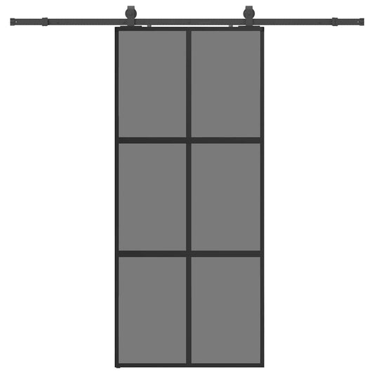Sliding Door with Hardware Set Black 90x205 cm Tempered Glass Sliding Door with Hardware Set Black 90x205 cm Tempered Glass