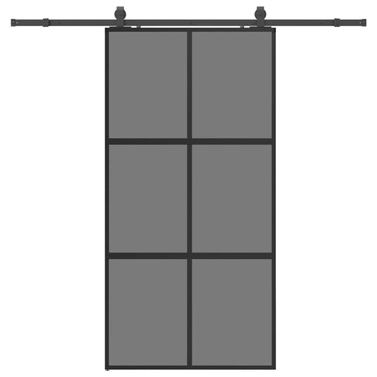 Sliding Door with Hardware Set Black 102,5x205 cm Tempered Glass Sliding Door with Hardware Set Black 102,5x205 cm Tempered Glass