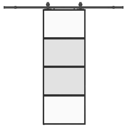 Sliding Door with Hardware Set Black 76x205 cm Tempered Glass Sliding Door with Hardware Set Black 76x205 cm Tempered Glass