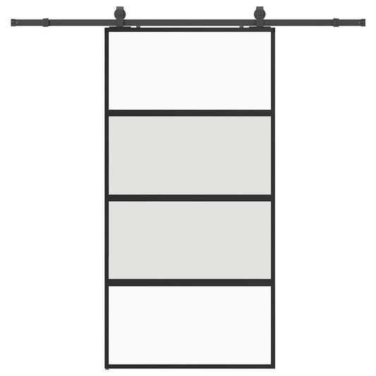 Sliding Door with Hardware Set Black 102.5x205 cm Tempered Glass Sliding Door with Hardware Set Black 102.5x205 cm Tempered Glass