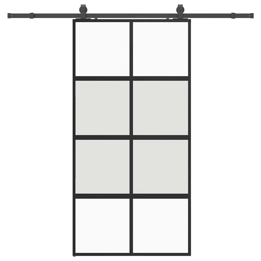 Sliding Door with Hardware Set Black 102.5x205 cm Tempered Glass Sliding Door with Hardware Set Black 102.5x205 cm Tempered Glass