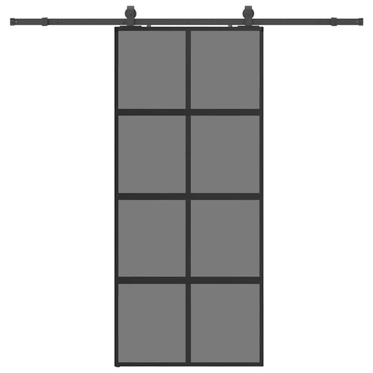 Sliding Door with Hardware Set Black 90x205 cm Tempered Glass Sliding Door with Hardware Set Black 90x205 cm Tempered Glass
