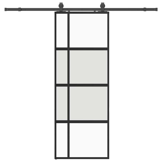 Sliding Door with Hardware Set Black 76x205 cm Tempered Glass Sliding Door with Hardware Set Black 76x205 cm Tempered Glass