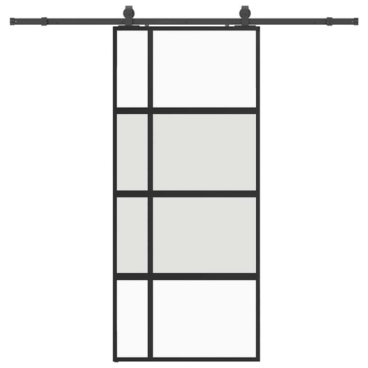 Sliding Door with Hardware Set Black 90x205 cm Tempered Glass Sliding Door with Hardware Set Black 90x205 cm Tempered Glass