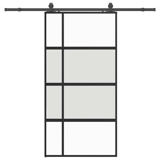 Sliding Door with Hardware Set Black 102.5x205 cm Tempered Glass Sliding Door with Hardware Set Black 102.5x205 cm Tempered Glass
