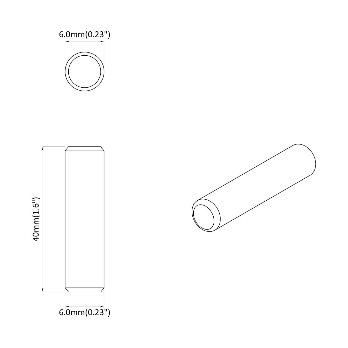 Wooden Dowels 2 pcs Natural Ø 6 x 40 mm Solid Wood