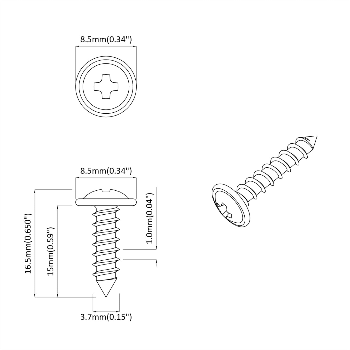 Screw 13636 pcs Silver M4 x 16 mm Steel