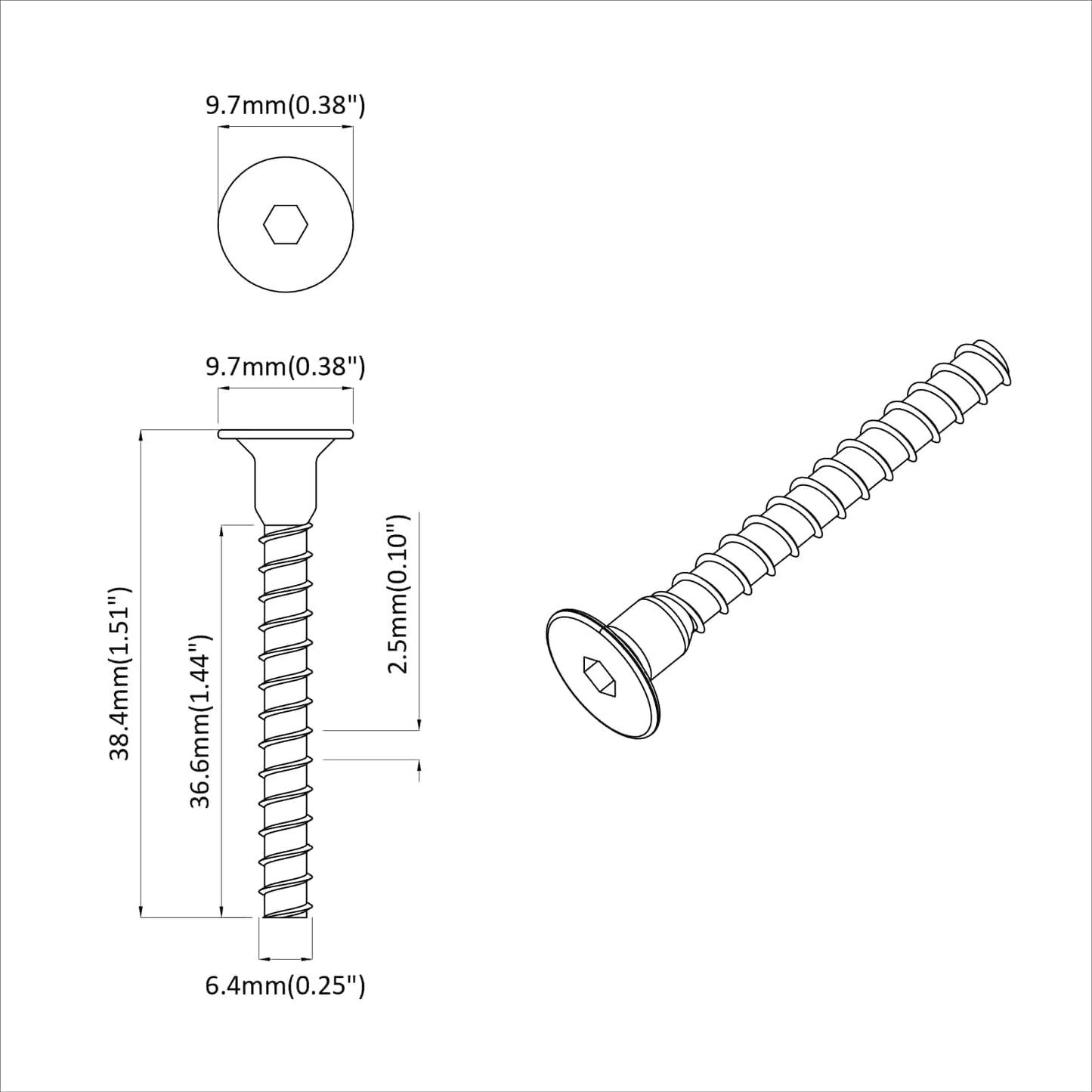 Socket Cap Head Screw 2 pcs Black 7 x 40 mm Iron