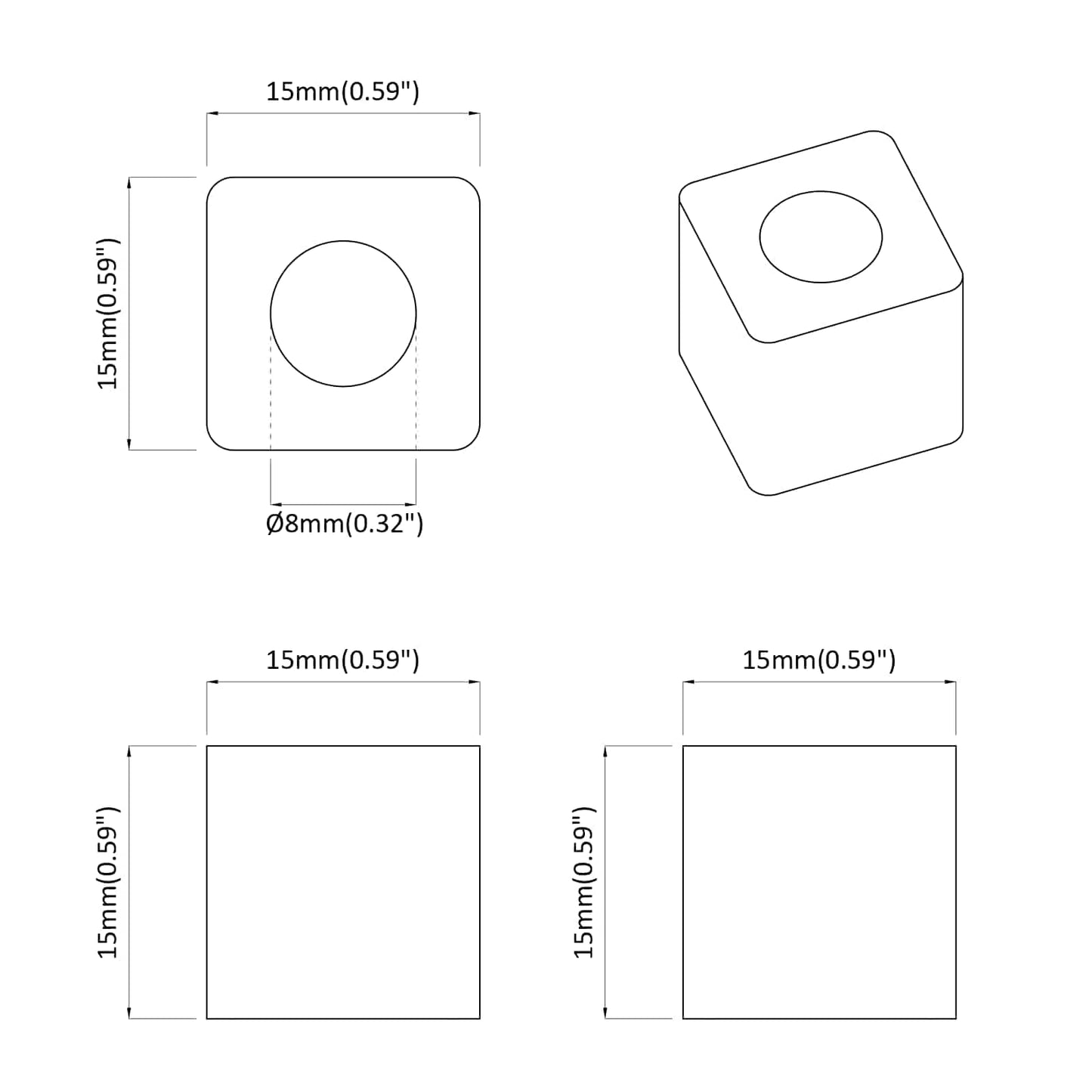 Drawer Holder 6792 pcs Black 15 x 15 x 15mm PP Copolymer