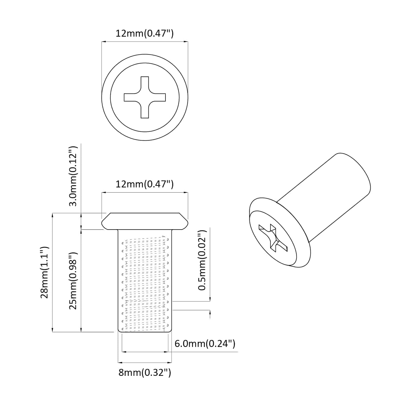 Lock Nut 2 pcs Silver M6 x 25 mm Steel
