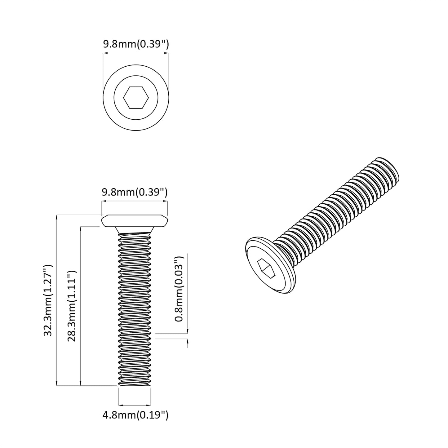 Screw 12 pcs Silver 5 x 30 mm Iron