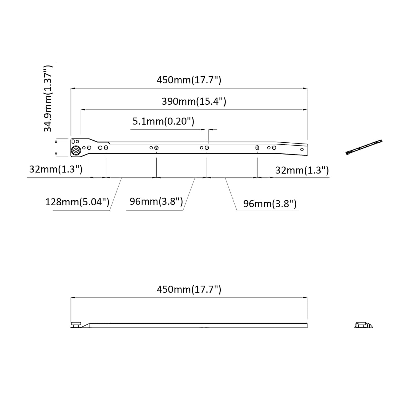 Drawer Slide 12 pcs White 450 mm Steel