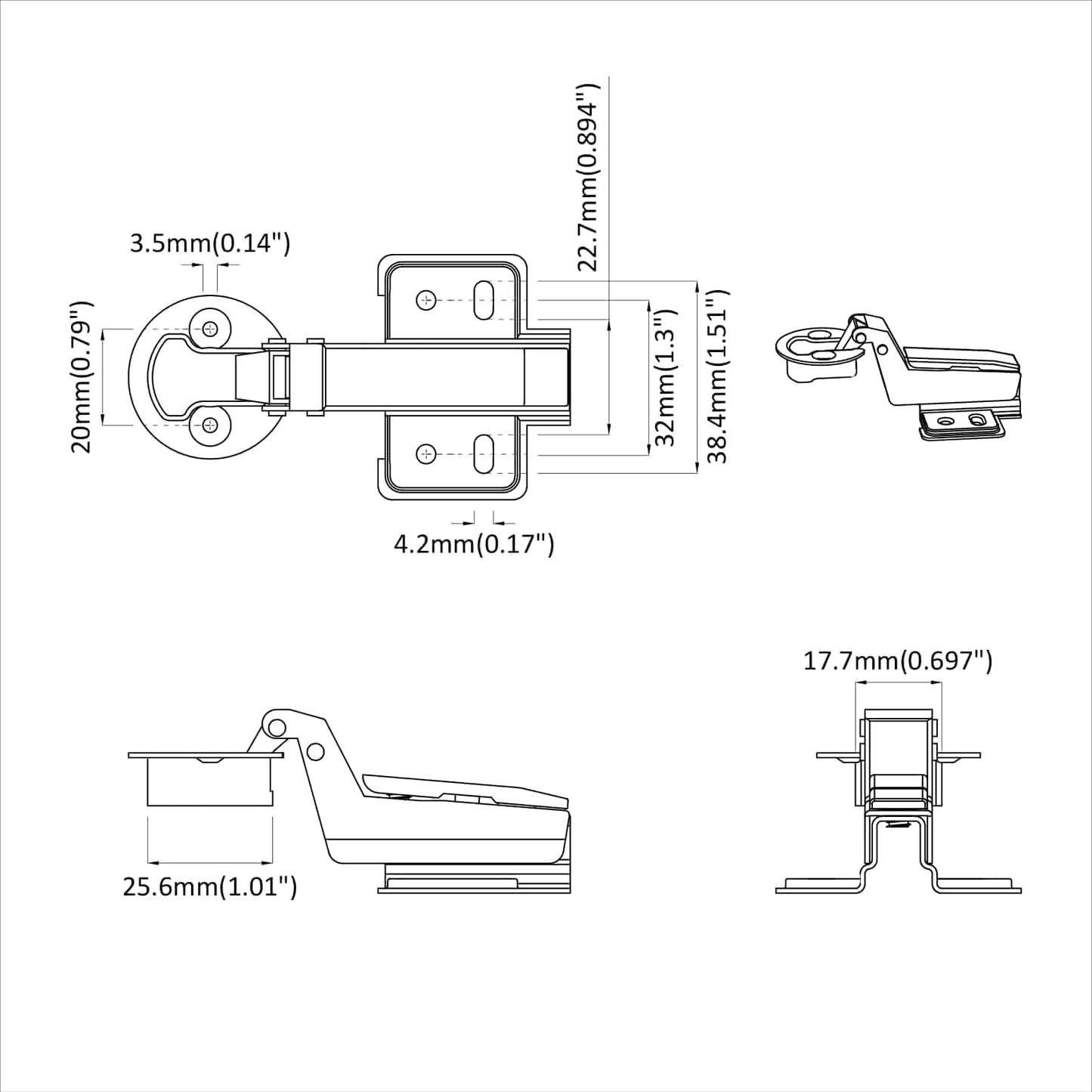 Hinge 123 pcs Silver 35 mm Iron