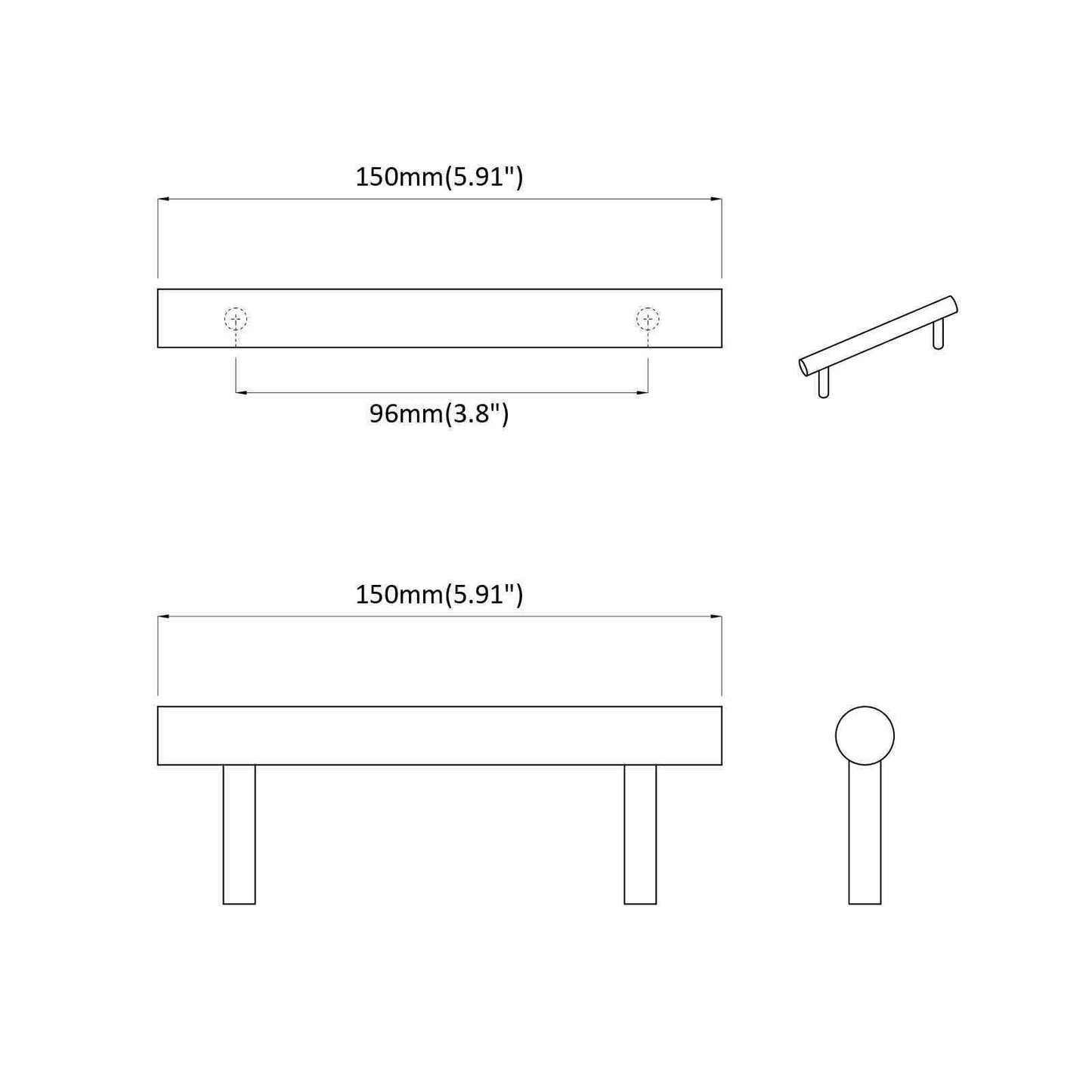 Cabinet Handle 2 pcs Gold 150 mm Stainless Steel