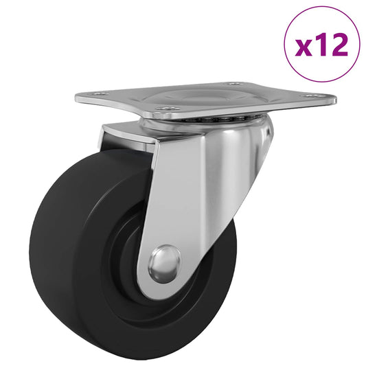 Swivel Castor 12 pcs Silver 60 x 60 x 50 mm Iron and nylon Swivel Castor 12 pcs Silver 60 x 60 x 50 mm Iron and nylon