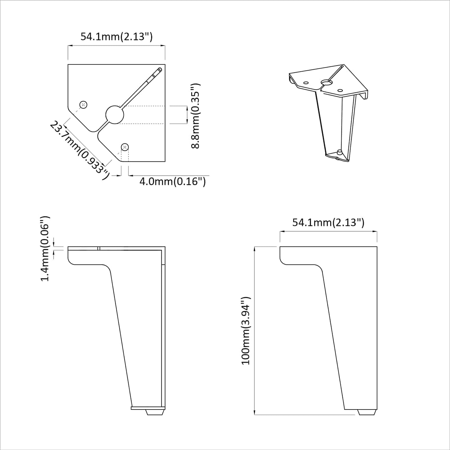 Furniture Feet 12 pcs Black 54.1 x 54.1 x 100 mm Iron