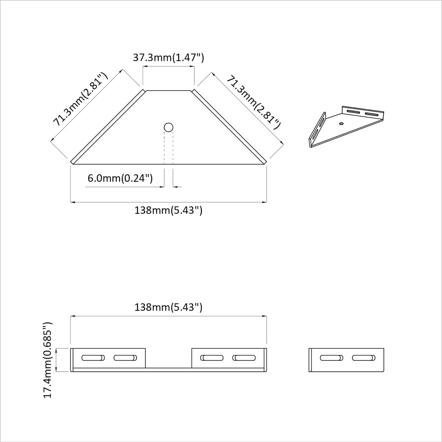 Corner Bracket 2 pcs Black 138.5 x 50.5 x 16 mm Iron