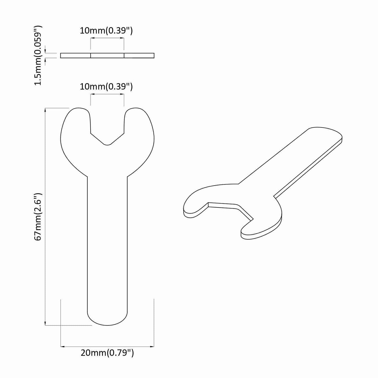 Spanner 12 pcs Silver 10 mm Iron