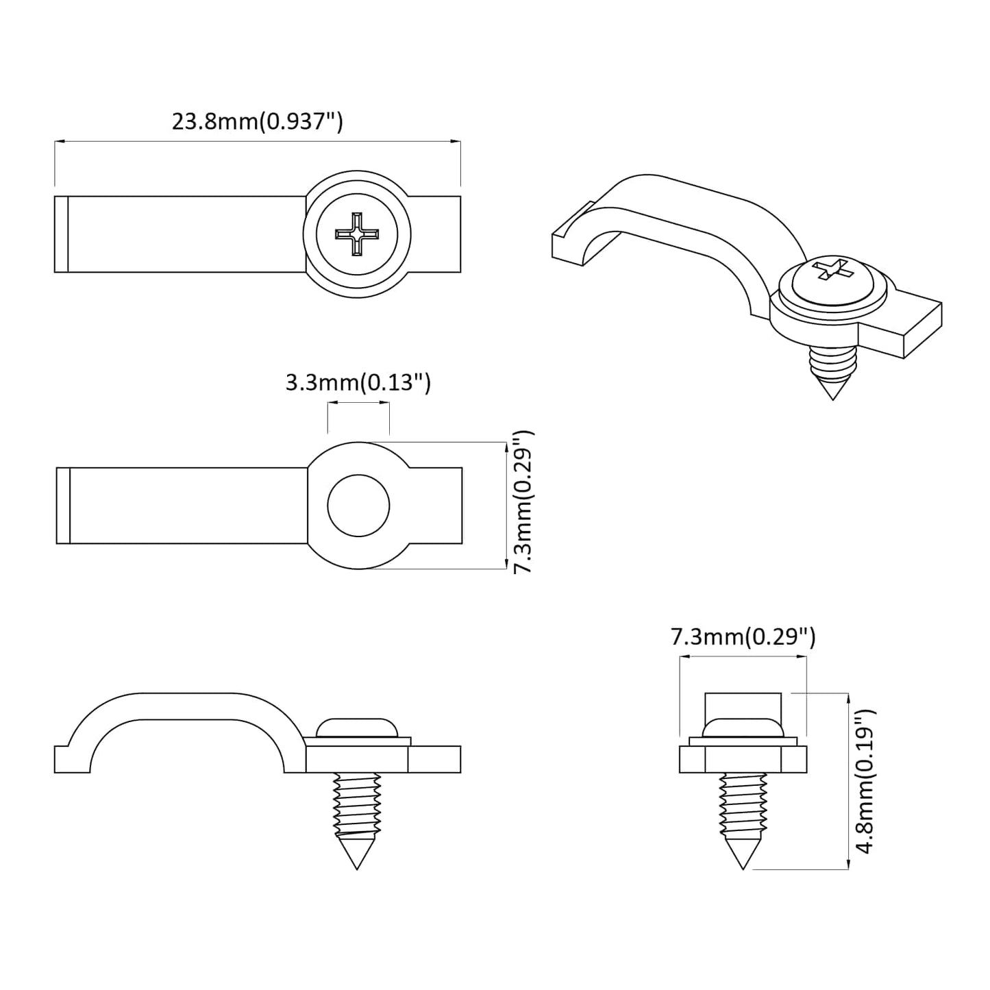 LED Strip Clips 23.8 mm 2 pcs Transparent Plastic and Iron