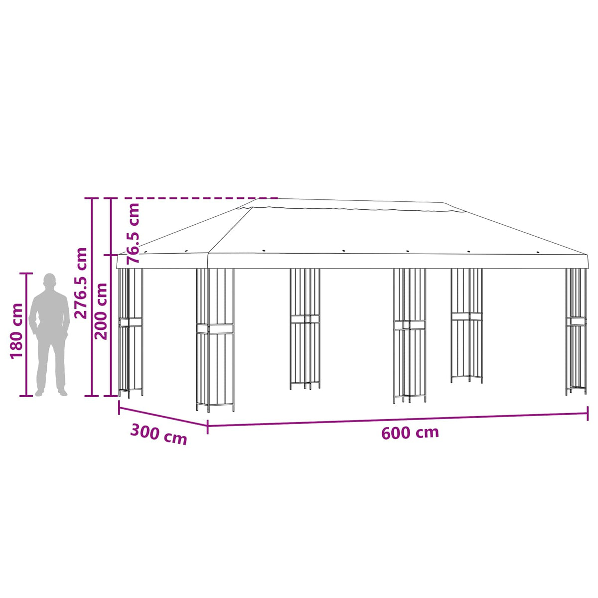 Garden Gazebo 6 x 3 m Orange Polyester and Steel 190 gsm