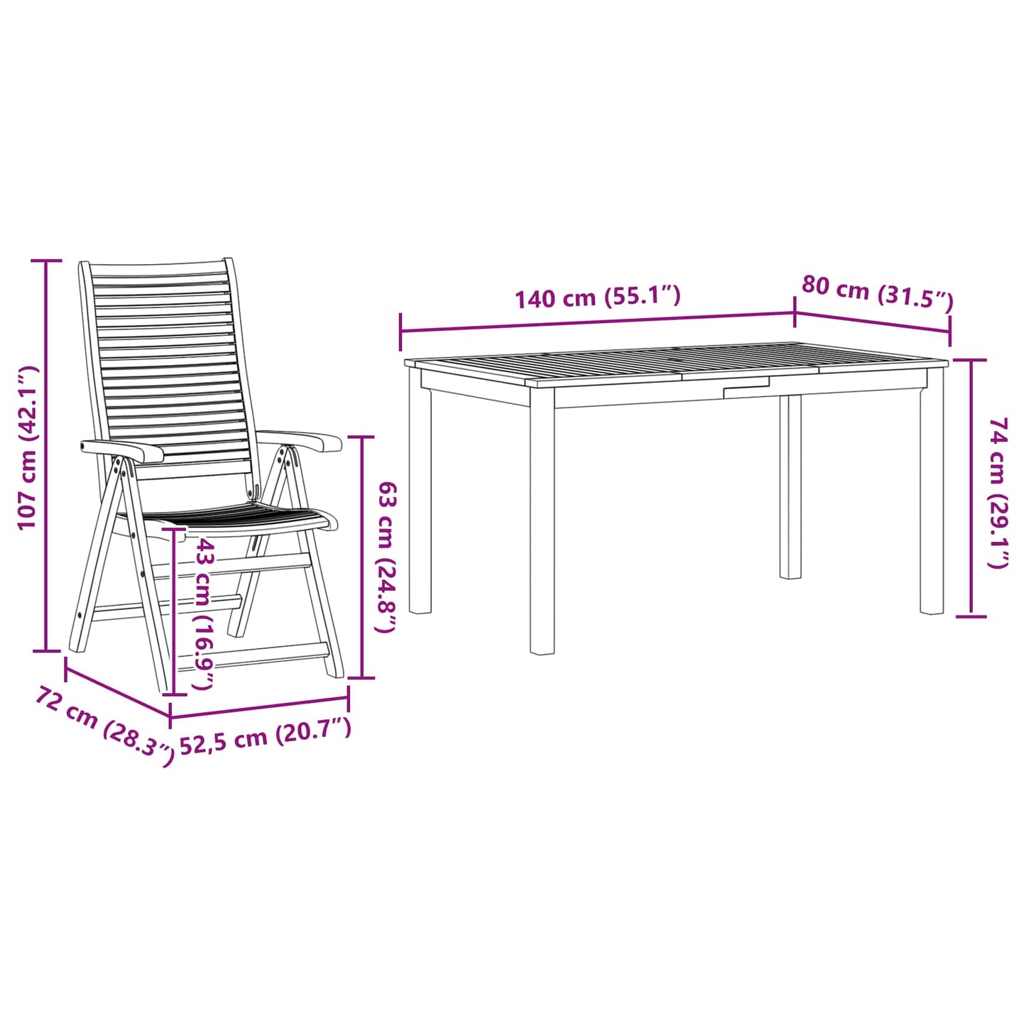 Garden Dining Set Folding 7 pcs Brown Solid Acacia Wood