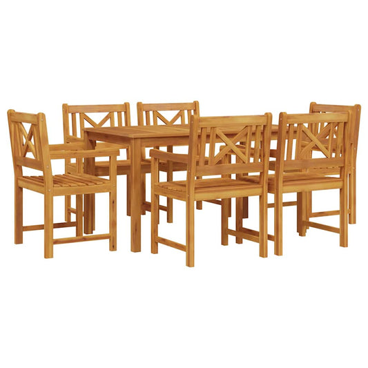 Garden Dining Set 7 pcs Brown Solid Acacia Wood Garden Dining Set 7 pcs Brown Solid Acacia Wood