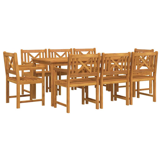 Garden Dining Set 9 pcs Brown Solid Acacia Wood Garden Dining Set 9 pcs Brown Solid Acacia Wood