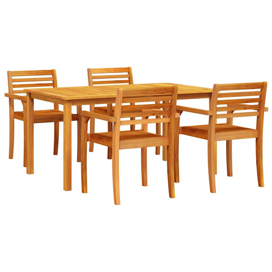 Garden Dining Set 5 pcs Brown Solid Acacia Wood Garden Dining Set 5 pcs Brown Solid Acacia Wood