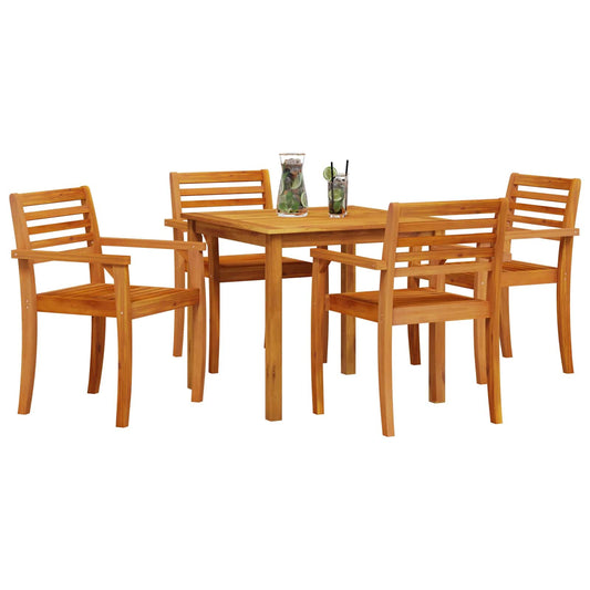 Garden Dining Set 5 pcs Brown Solid Acacia Wood Garden Dining Set 5 pcs Brown Solid Acacia Wood