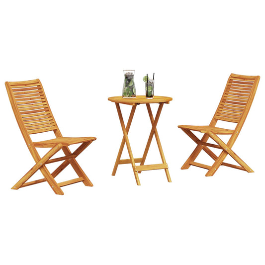 Folding Bistro Set Folding 3 pcs Brown Solid Acacia Wood Folding Bistro Set Folding 3 pcs Brown Solid Acacia Wood