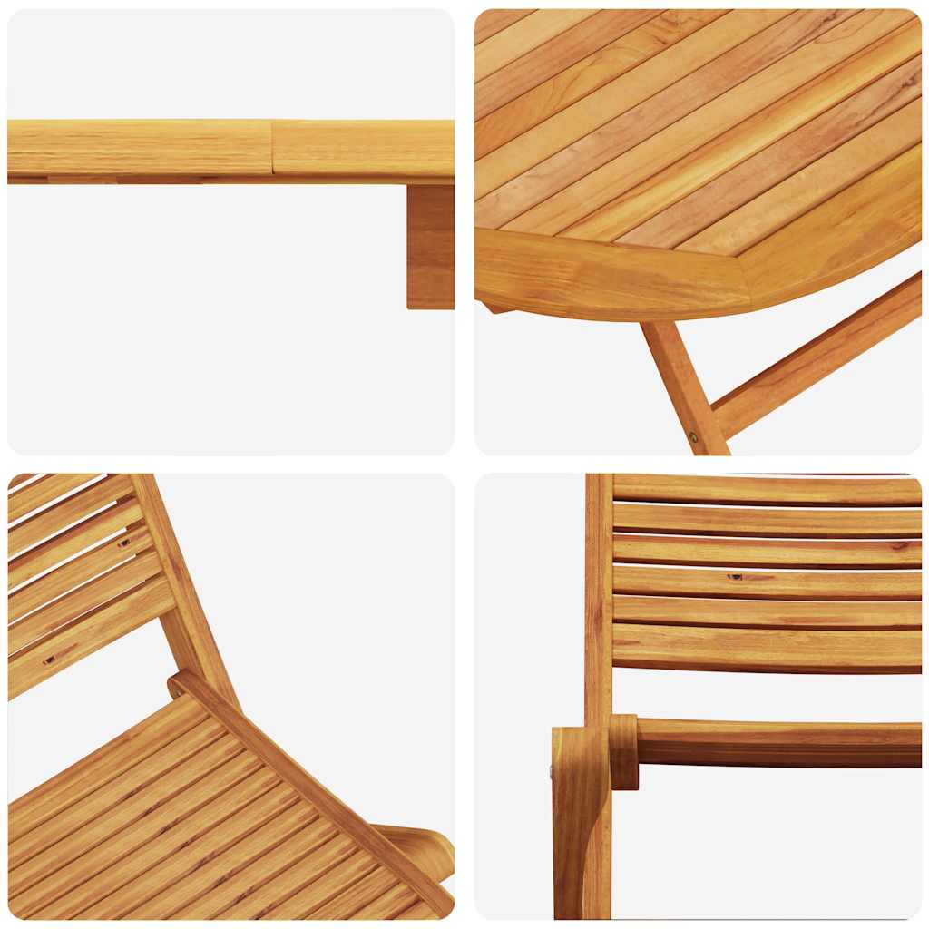 Garden Dining Set Folding 5 pcs Brown Solid Acacia Wood