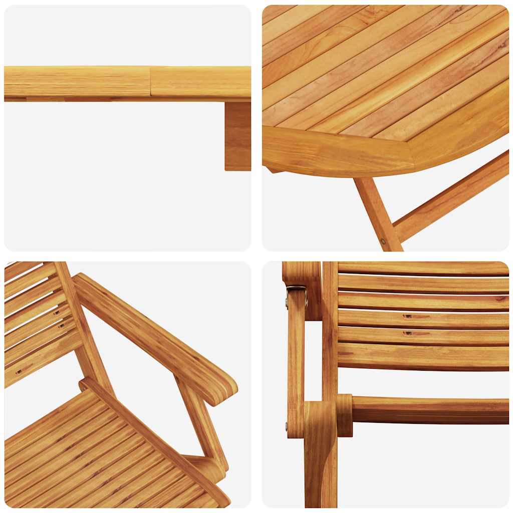 Garden Dining Set Folding 5 pcs Brown Solid Acacia Wood