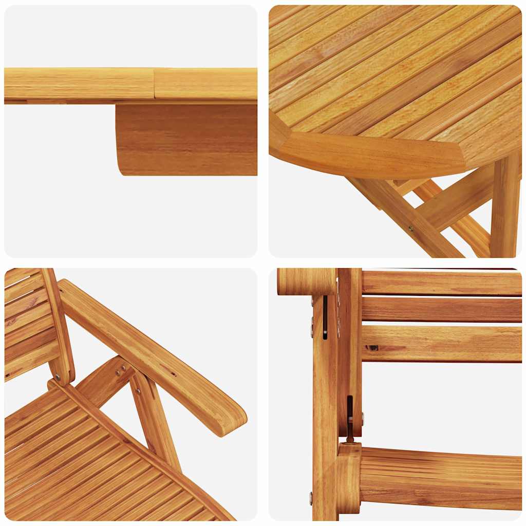 Garden Dining Set Folding 7 pcs Brown Solid Acacia Wood