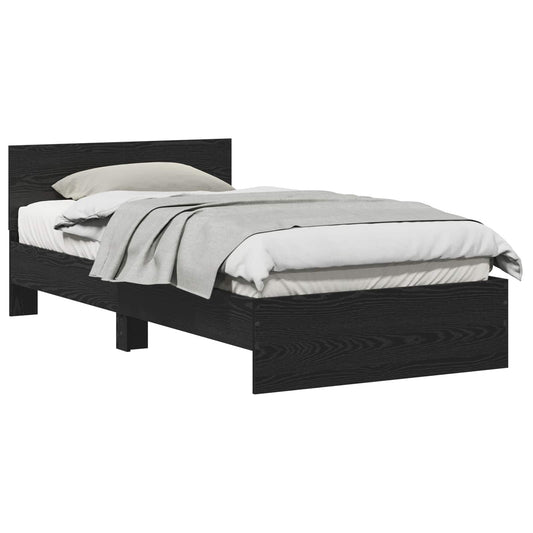 Bed Frame Black Oak 203 x 104 x 70 cm Engineered Wood Bed Frame Black Oak 203 x 104 x 70 cm Engineered Wood