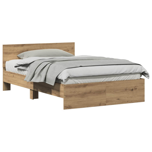 Bed Frame Artisan Oak 193 x 125 x 70 cm Engineered Wood Bed Frame Artisan Oak 193 x 125 x 70 cm Engineered Wood