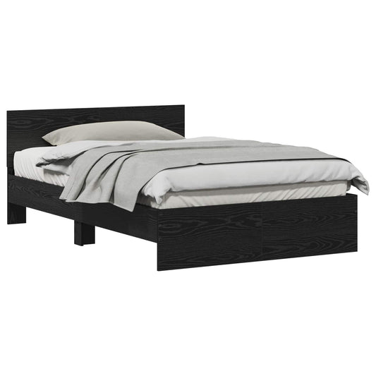 Bed Frame Black Oak 193 x 125 x 70 cm Engineered Wood Bed Frame Black Oak 193 x 125 x 70 cm Engineered Wood