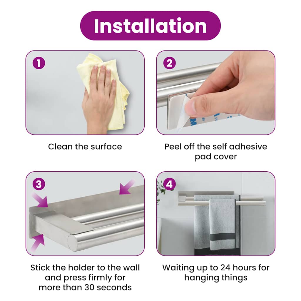 Towel Rack Silver 40 x 9 x 4 cm Stainless steel