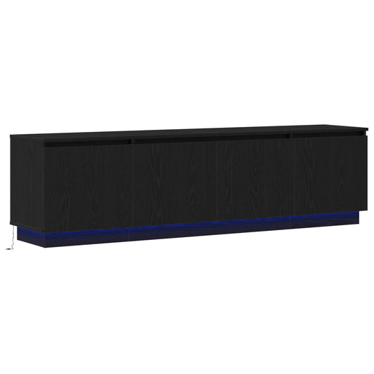 TV Cabinet with LED Black Oak 180 x 38 x 49 cm Engineered Wood TV Cabinet with LED Black Oak 180 x 38 x 49 cm Engineered Wood