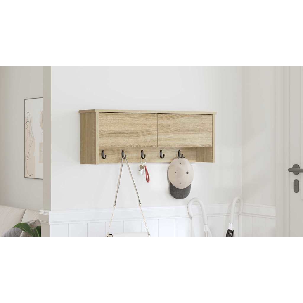 Wall-Mounted Coat Rack with Shelf Sonoma Oak 80 x 20 x 30 cm