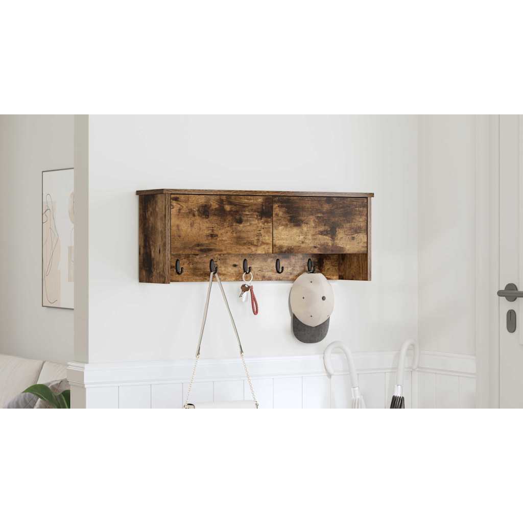 Wall-Mounted Coat Rack with Shelf Smoked Oak 80 x 20 x 30 cm