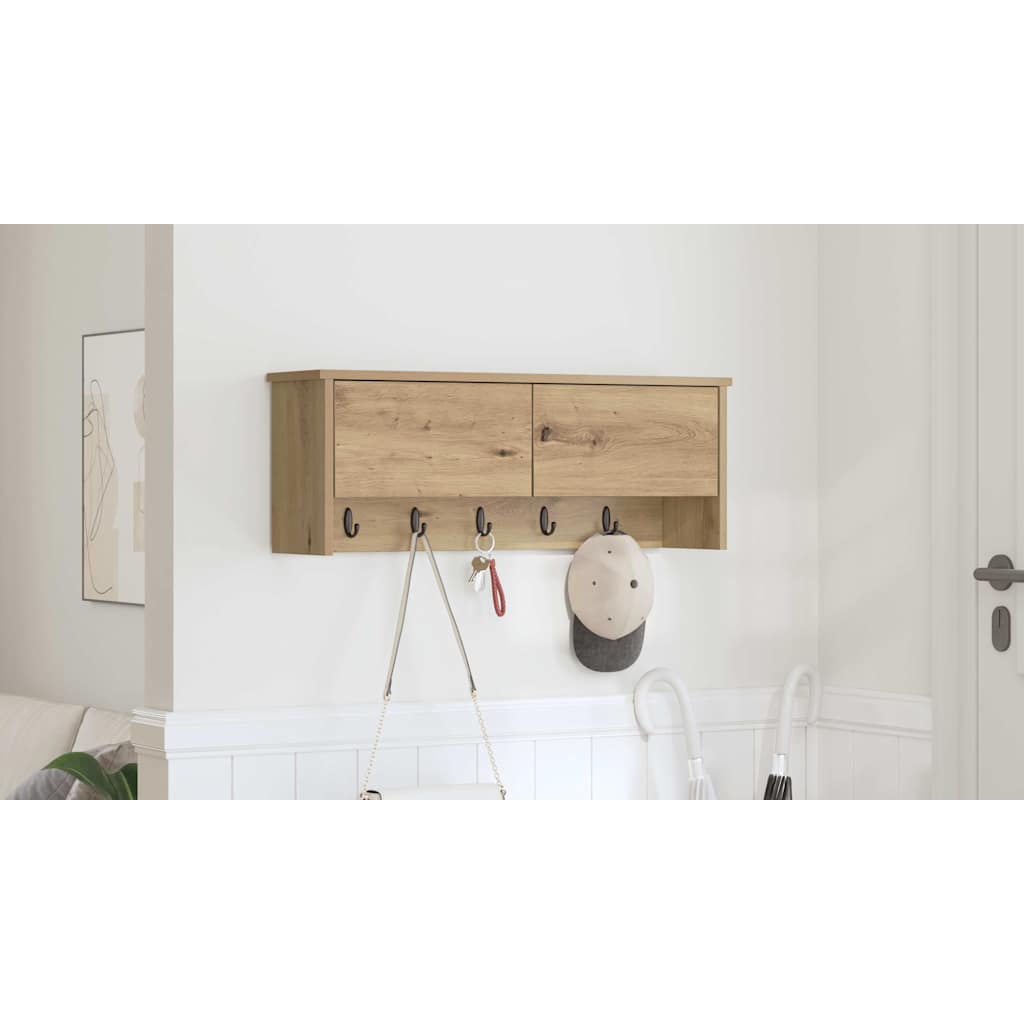 Wall-Mounted Coat Rack with Shelf Artisan Oak 80 x 20 x 30 cm