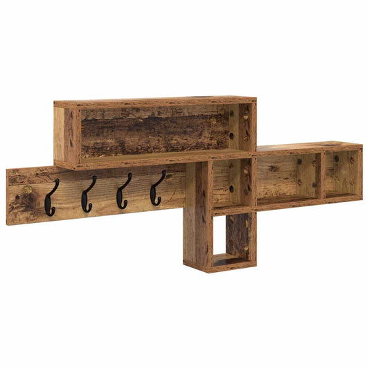 Wall-Mounted Coat Rack with Shelf Old Wood 100 x 12 x 43.5 cm Wall-Mounted Coat Rack with Shelf Old Wood 100 x 12 x 43.5 cm