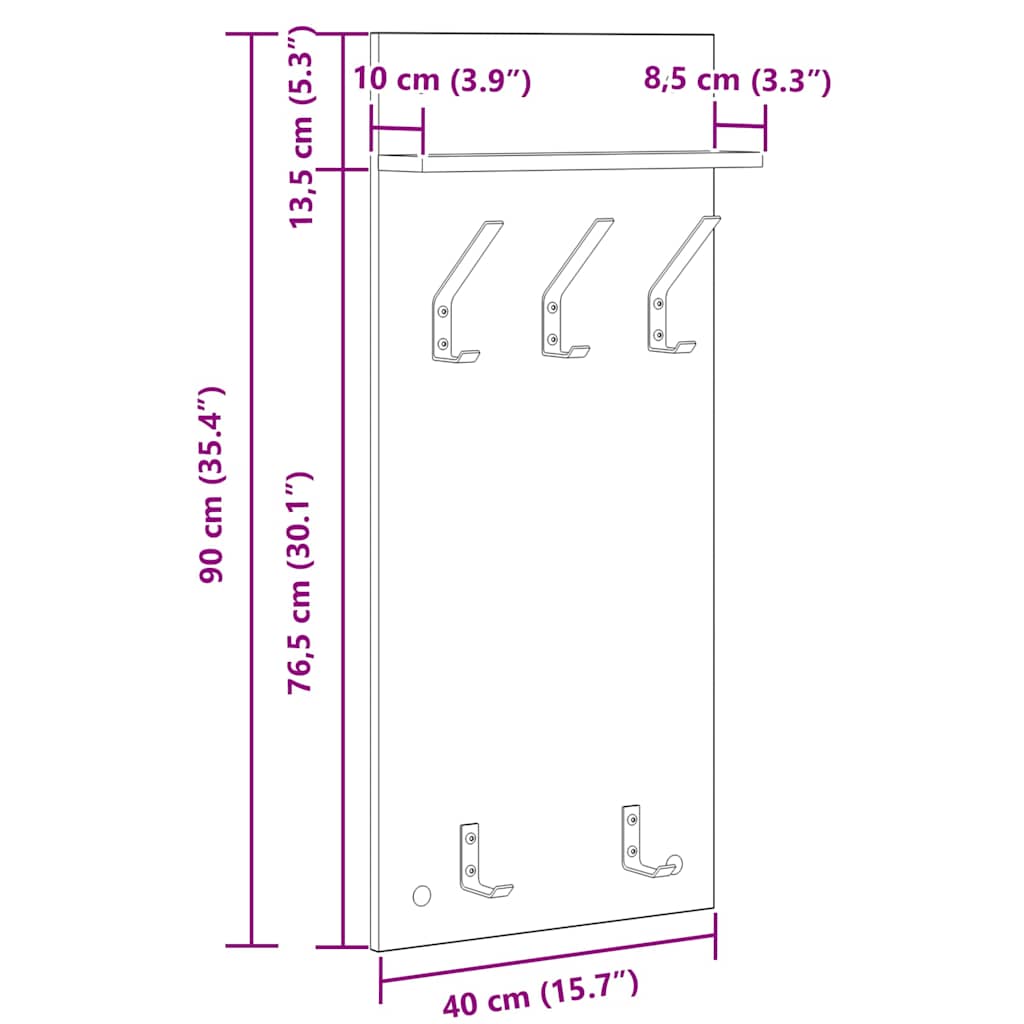 Wall-Mounted Coat Rack Wall-Mounted Concrete Grey