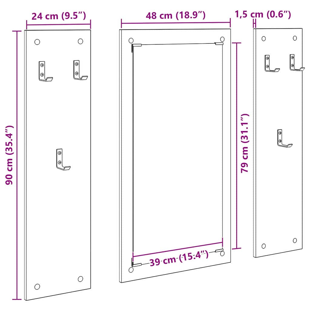 Wall-Mounted Coat Rack Wall-Mounted White 96 x 1.5 x 90 cm