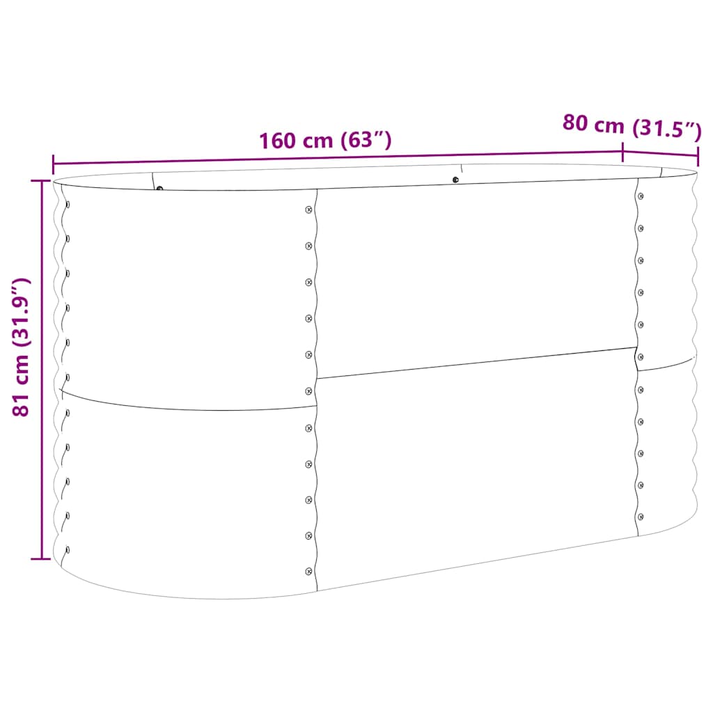 Raised Bed Brown 160 x 80 x 81 cm Steel