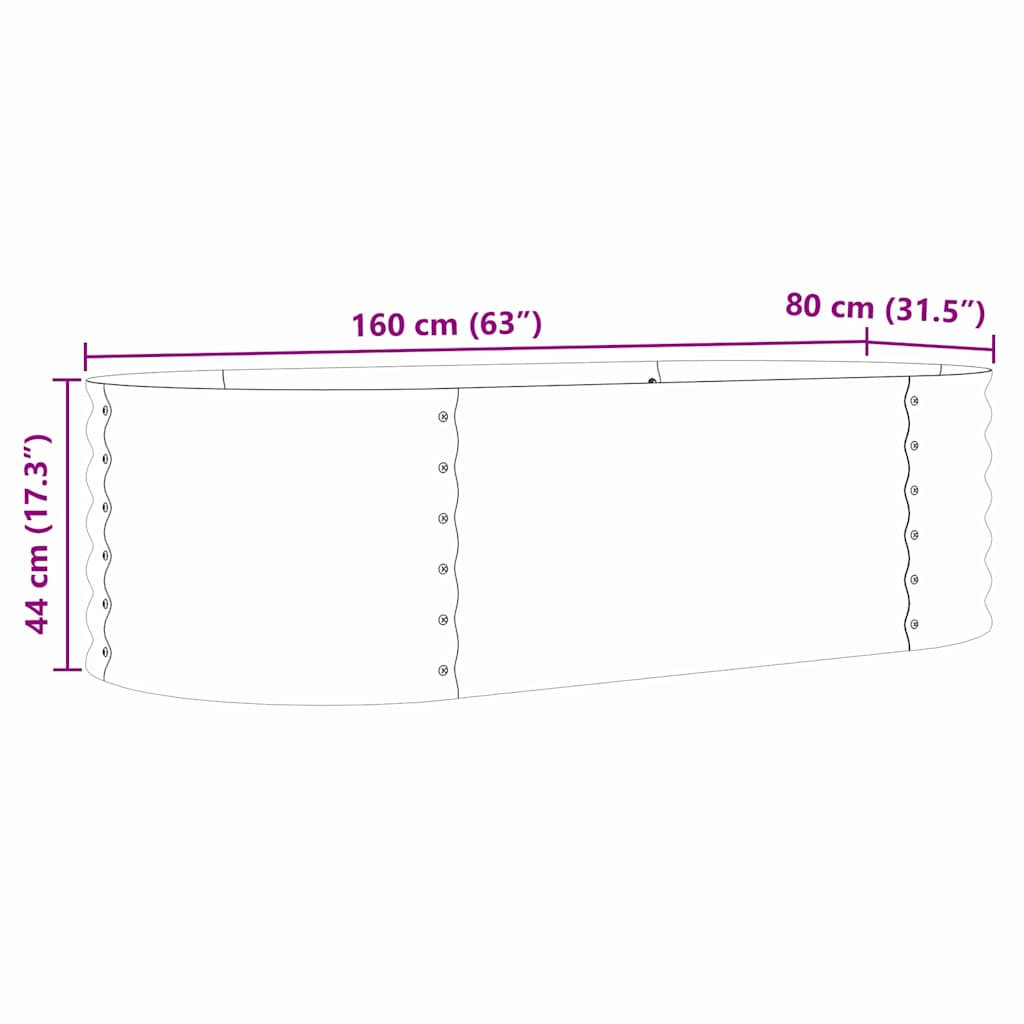 Raised Bed Brown 160 x 80 x 44 cm Steel